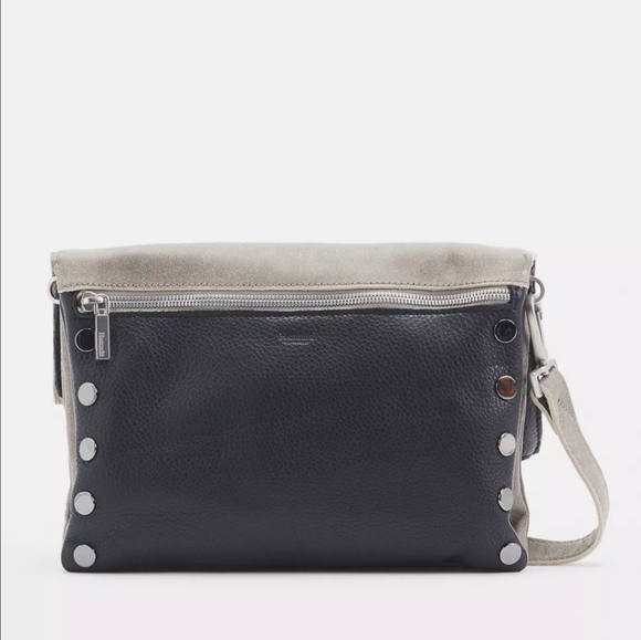 ❤️Hammitt Dillon Black Pewter Reversible 3 Way Clutch Crossbody leather Handbag - Picture 6 of 14
